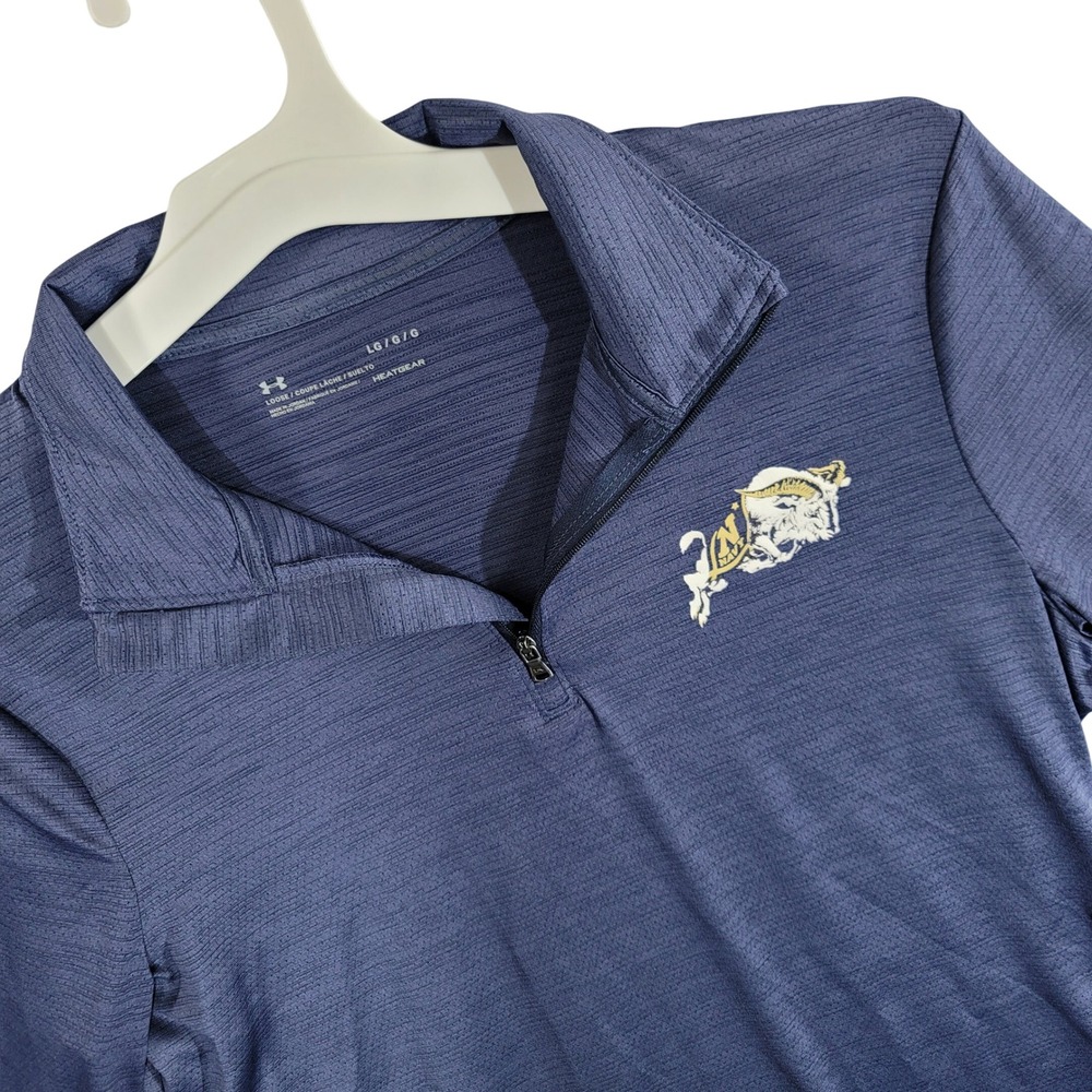 Under Armour Navy Naval Academy Heatgear Quarter Zip Pullover Womens Large Blue